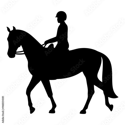 Silhouette of equestrian rider and horse engaged in the art of dressage