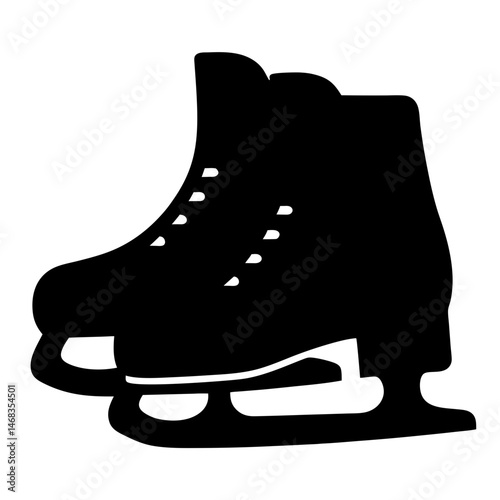 Silhouette of Ice Skates Symbolizing Winter Sports and Recreational Activities