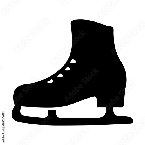 Simple black and white image of a silhouetted figure ice skate