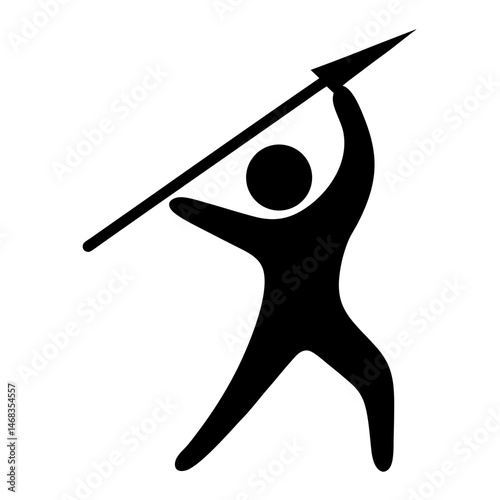 Abstract depiction of a person throwing a spear with strength and precision