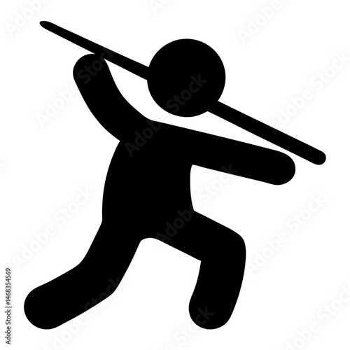 Black Silhouette Illustration of a Stick Figure Throwing a Javelin in Athletics