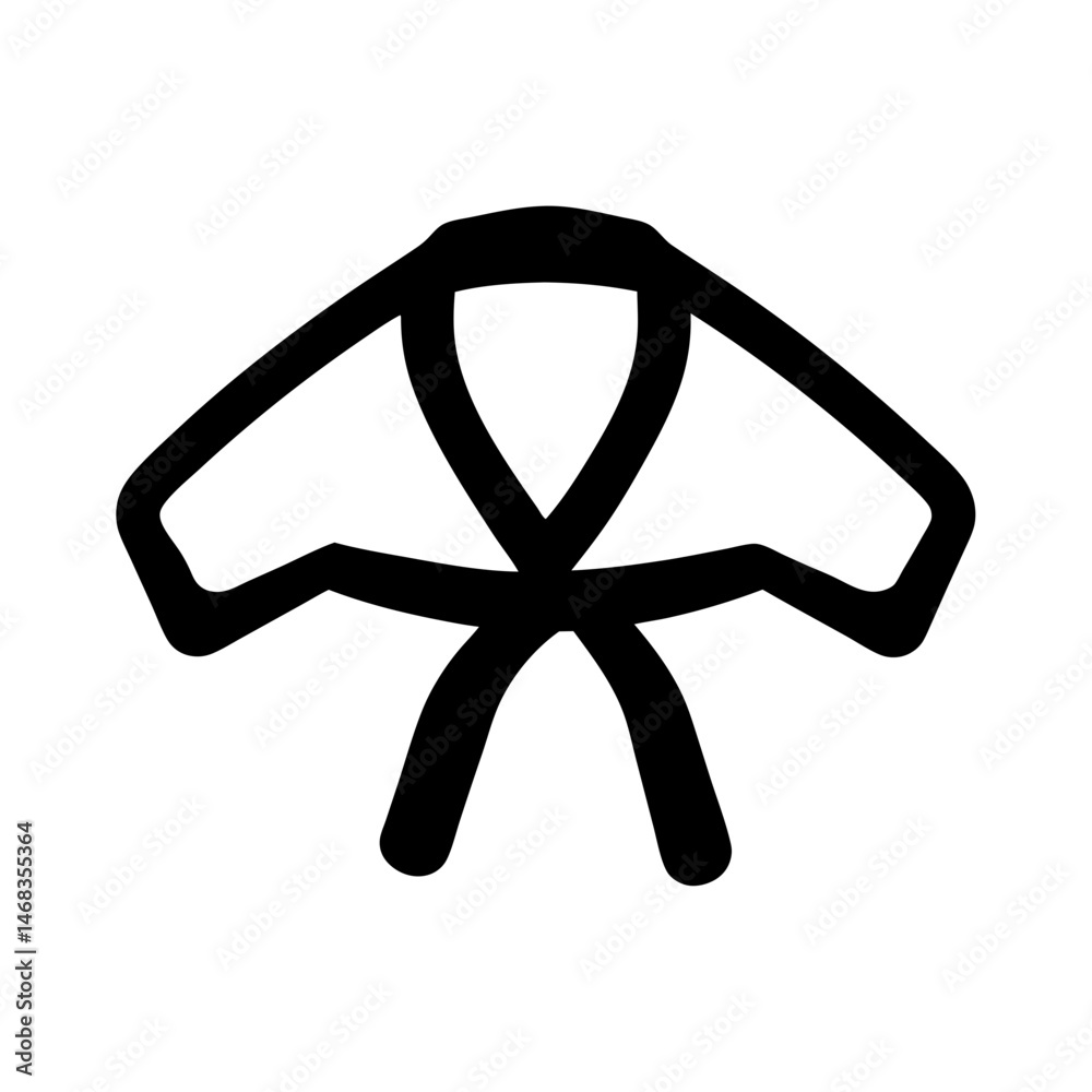 Isolated drawing depicting a black belt used in martial arts practice Isolated drawing depicting a black belt used in martial arts practice