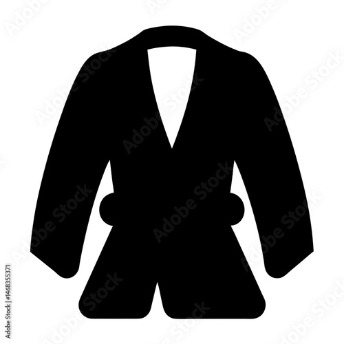 Simplified black and white silhouette of a traditional martial arts gi