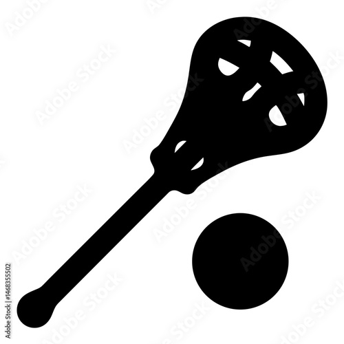 Lacrosse Stick and Ball Silhouette Ready for the Next Game to Start