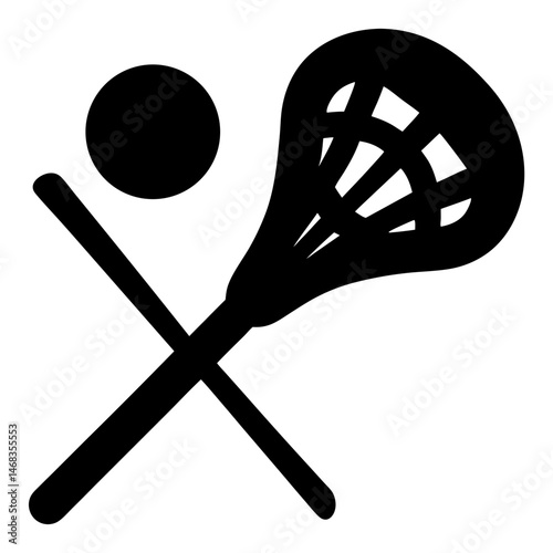 Black and White Lacrosse Stick Ball Image with Overlapping Composition