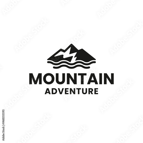 Modern Mountain Landscape Logo Design Vector Illustration