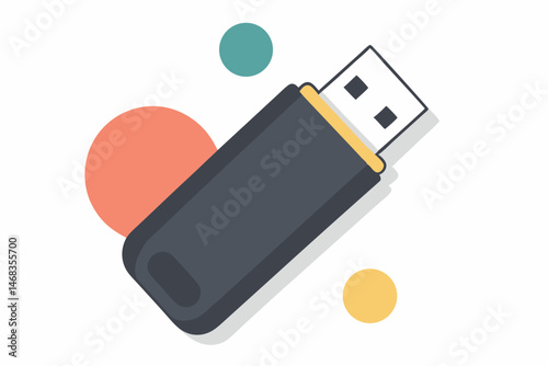 USB flash drive illustration against geometric background  