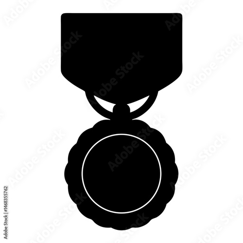 Silhouette of a prestigious award medal with ribbon, representing excellence and achievement