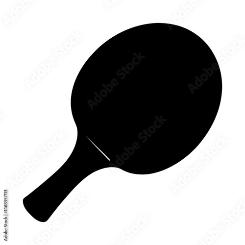 Black silhouette illustration of table tennis racket or ping pong paddle
