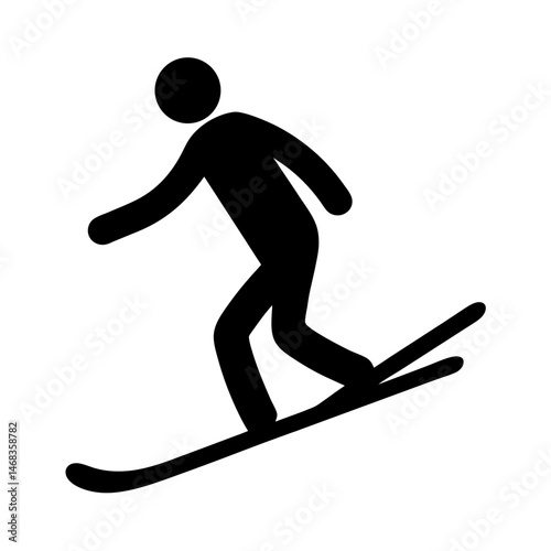 Simple skiing icon shows a skier in motion in a minimalist style