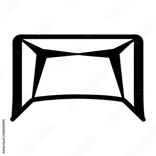 Simple black and white illustration of a soccer goal post silhouette