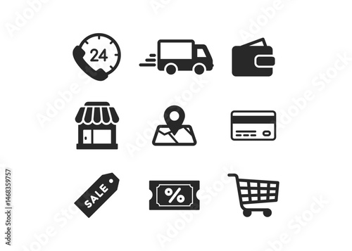 Shopping and retail vector icon stock illustration.
