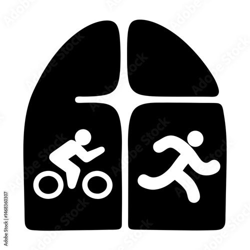 Lungs with Cycling and Running Iconography Showcasing Respiratory Health and Activity