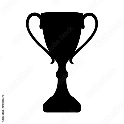 Simple black silhouette of a trophy cup with two elegant handles