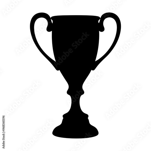 Silhouette of a grand trophy with two handles signifying achievement and success
