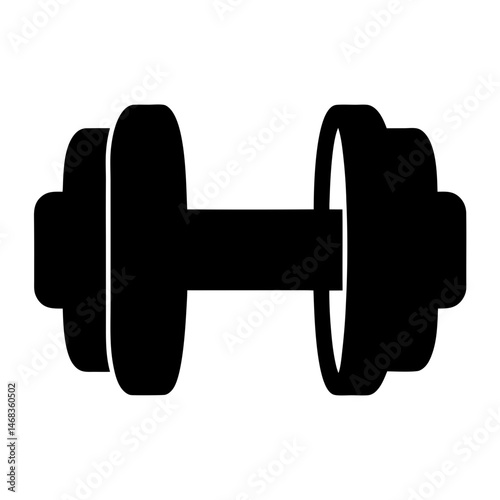 Black dumbbell icon symbolizing exercise, fitness, strength training, and physical activity