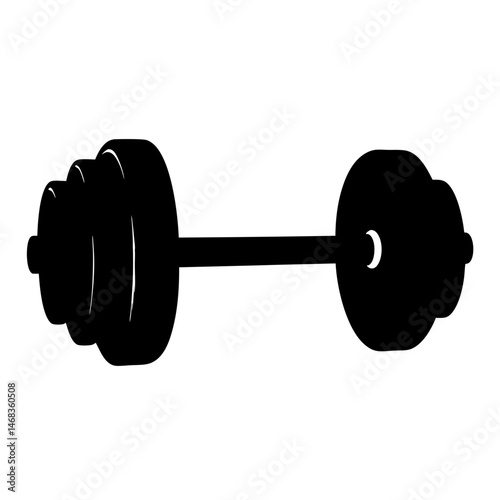 Silhouette of a dumbbell with multiple weights ready for some exercise