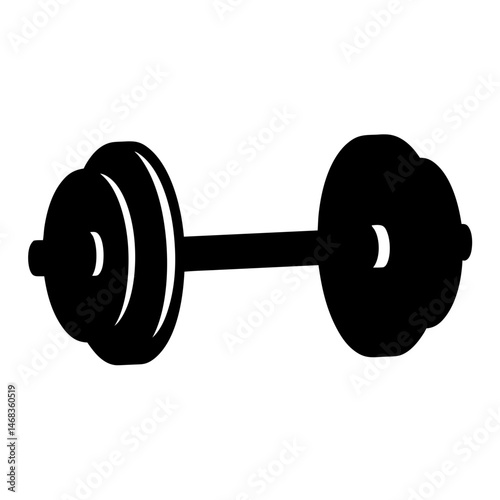 Silhouette of a dumbbell used for strength training and physical exercise