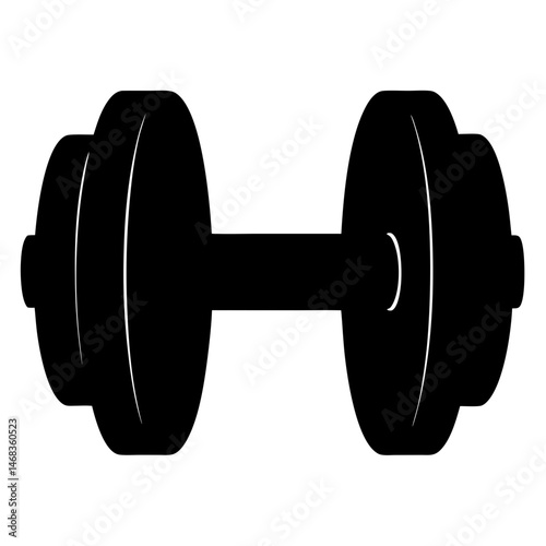 Black and White Dumbbell Illustration for Fitness and Exercise Concepts