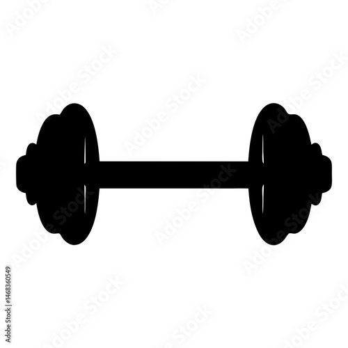 Black silhouette of a dumbbell for strength training and muscle building