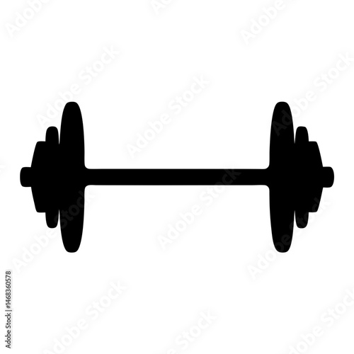 Black silhouette of a barbell on a white background workout equipment