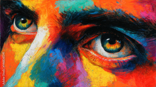Vibrant Smeared Oil Pastel Drawing with Bold Colors