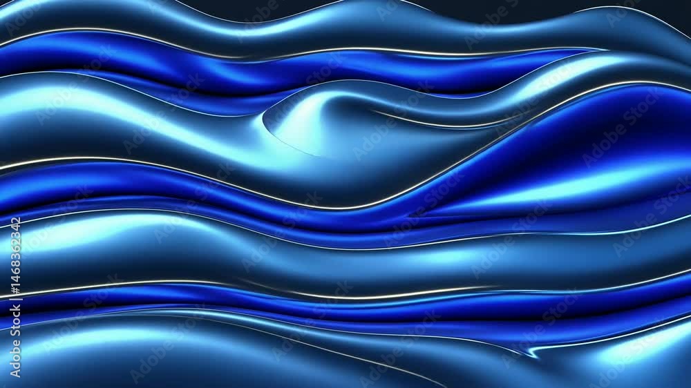 Abstract, undulating waves in shades of blue with glossy, metallic highlights, creating a fluid and dynamic three-dimensional surface Abstract, undulating waves in shades of blue with glossy, metallic highlights, creating a fluid and dynamic three-dimensional surface