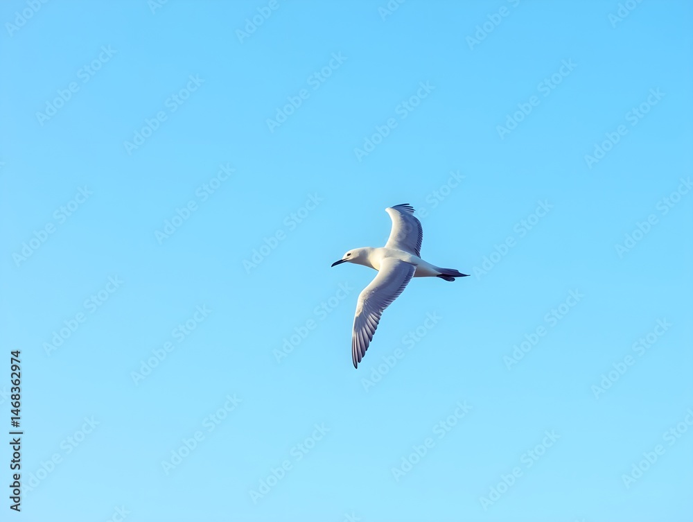 Albatross bird flying wide wingspan over clear blue sky illustration in square format Albatross bird flying wide wingspan over clear blue sky illustration in square format