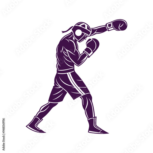Vector boxer man silhouette shadow