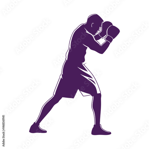 Vector boxer man silhouette shadow shape flat black icon