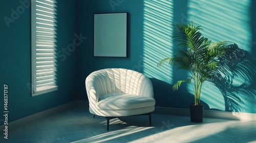 A corner room interior design with a modern armchair.