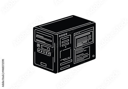 Software silhouette. This image represents a technological concept, showcasing a digital theme related to computing, programming, and innovation. Vector clipart illustration design.