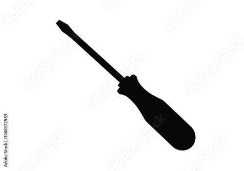 Screw driver silhouette. This image shows a screw driver silhouette, also known as a screwdriver outline. Vector clipart illustration design.