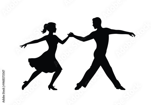 Swing dance silhouette. This image showcases a dynamic depiction of swing dancing, capturing fluid motion and energetic expression in an elegant posture. Vector clipart illustration design.