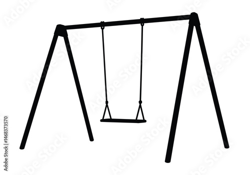 Swing silhouette. This image showcases a suspended swing in bold outline, symbolizing relaxation, childhood memories, and outdoor leisure. Vector clipart illustration design.