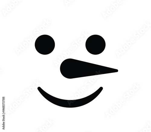 Snowman face silhouette. This image features a bold outline of a snowman's face, highlighting its frosty and cheerful winter charm in a minimalistic style. Vector clipart illustration design.