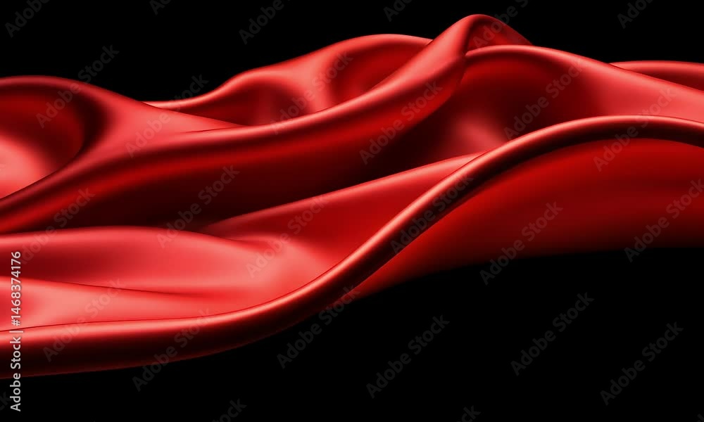 Fluid red silk folds against a black background