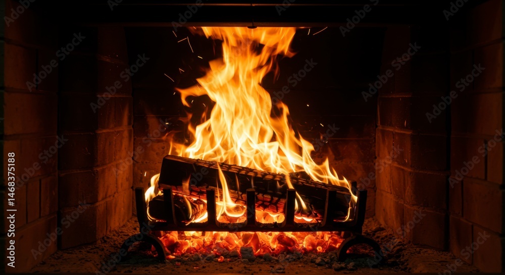 Cozy fireplace with dancing flames Cozy fireplace with dancing flames