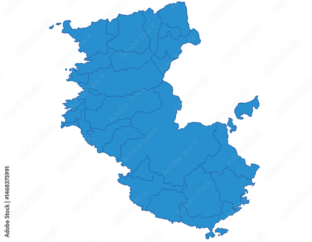 Fototapeta premium 和歌山県 地図 ブルー イラスト