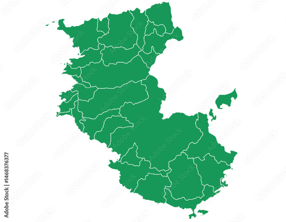 Fototapeta premium 和歌山県 地図 グリーン イラスト