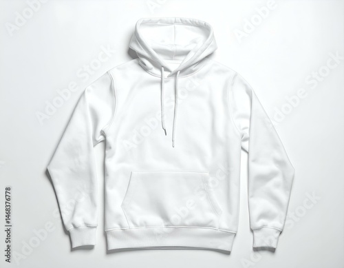 Wallpaper Mural Flat lay of a blank white hoodie sweatshirt on a white background. Perfect for showcasing designs or branding. Torontodigital.ca