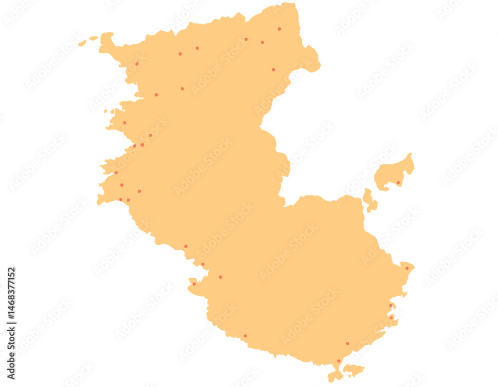Fototapeta premium 和歌山県 地図 オレンジ 斑点 イラスト