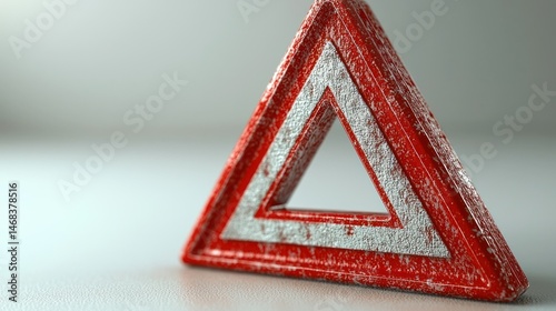 Red, white triangle warning sign photo