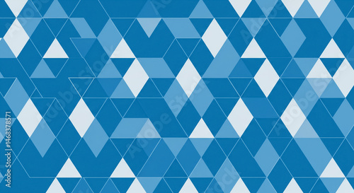 Clean Blue White Interlocking Triangles Seamless Flat Design Matte Art