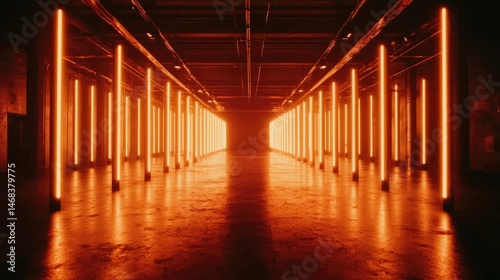 Neon orange hallway