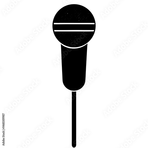 Simple black microphone silhouette design illustration isolated on white background