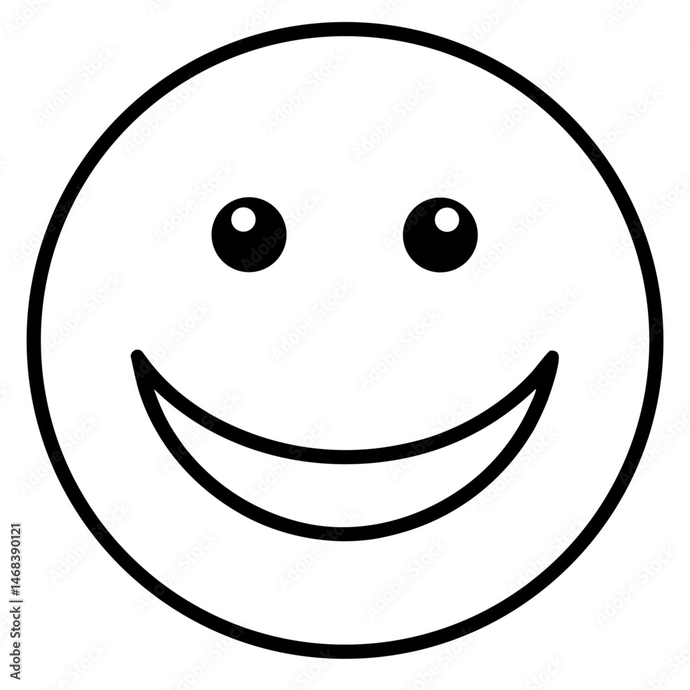 Fototapeta premium Smiling face emoji outline icon perfect for positive communication and design