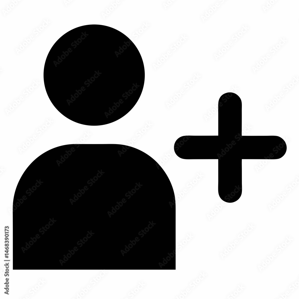 Fototapeta premium Adding a new user icon symbol represents addition or new account in software