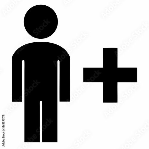 Human figure next to a plus symbol representing adding or inclusion in a concept.