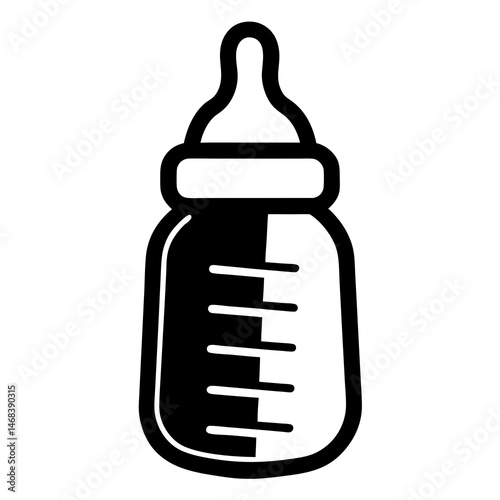 Simple monochrome baby bottle icon illustration for child feeding and care